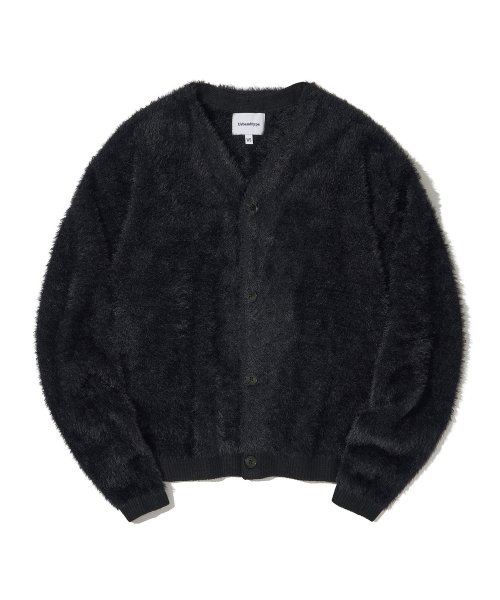 Пушистый трикотажный кардиган, Black