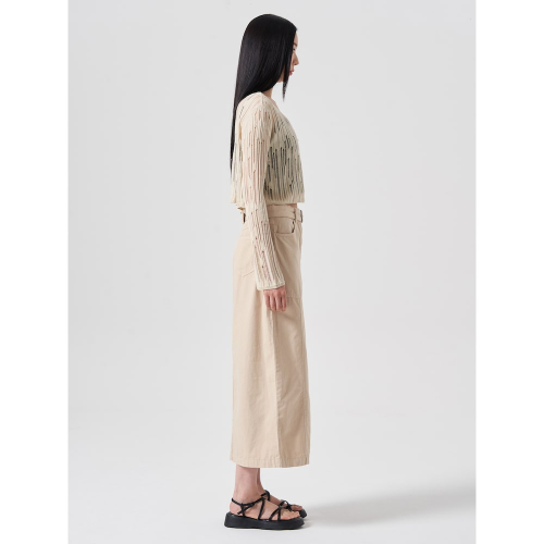 Кардиган с круглым вырезом в стиле дистресс, Beige