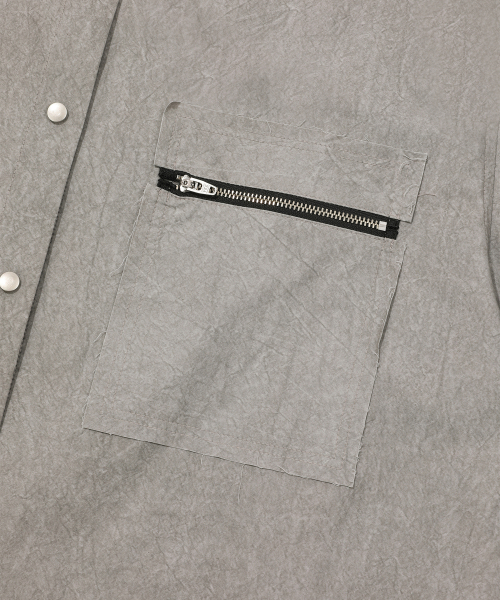 METAL CUT-OFF POINT DYEING HALF SLEEVES SHIRTS_KHAKI