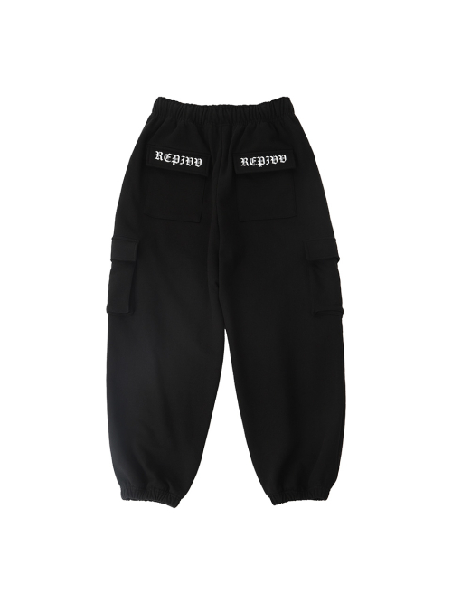Карго-джоггеры с дистрессд логотипом (Black)