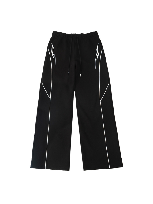 Спортивный костюм с пайпингом и принтом (Black)