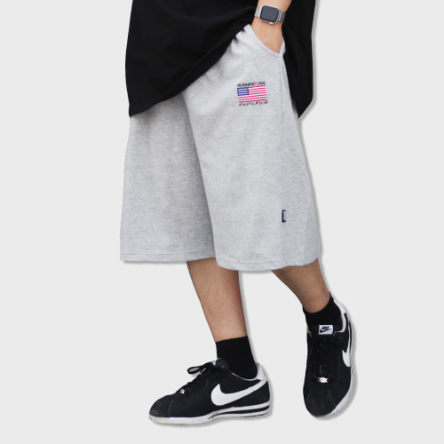 running usa athletic club bermeda wide sweat shorts (grey)