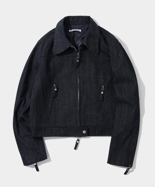полоска джинсы washed байкер simple воротник на молнии куртка _ 2COLOR