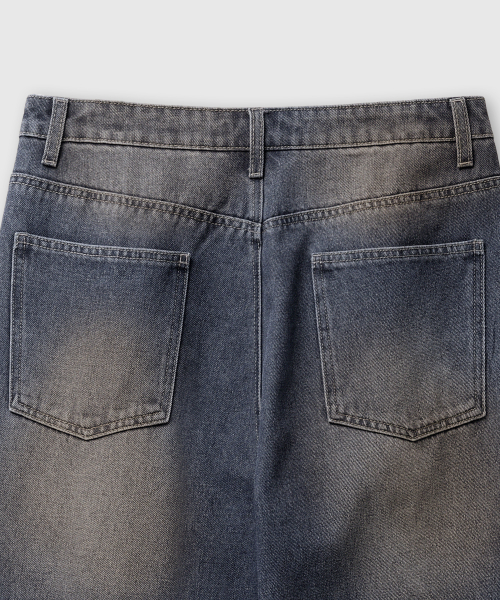 Vintage Cat Washing Wide Denim Pants [Yellow Washing] thumbnail 11