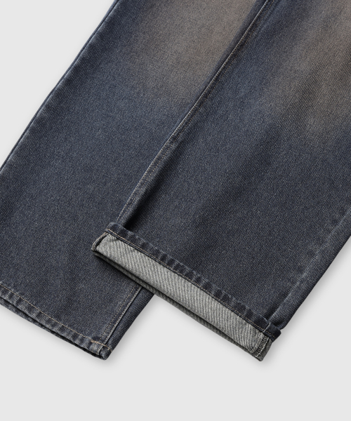 Vintage Cat Washing Wide Denim Pants [Yellow Washing] thumbnail 12