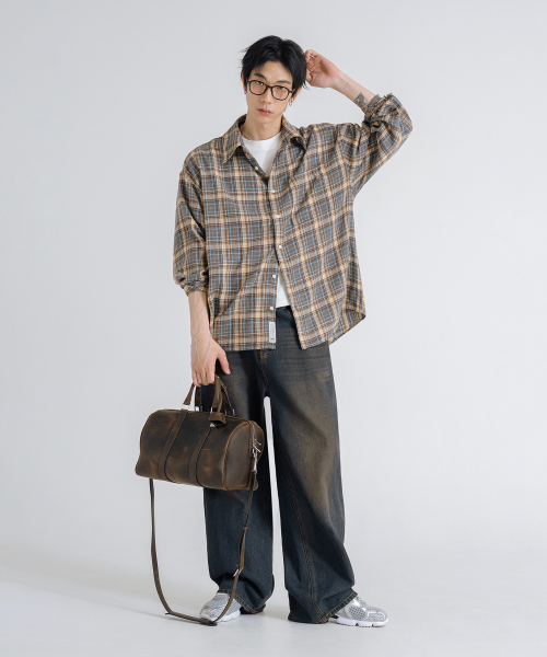 LEMAIN SECOND リメインセカンドのヴィンテージキャットウォッシュワイドデニムパンツ [イエローワッシング] 画像 3