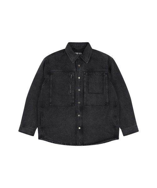 Джинсовка оверсайз с молнией и карманами (BLACK)