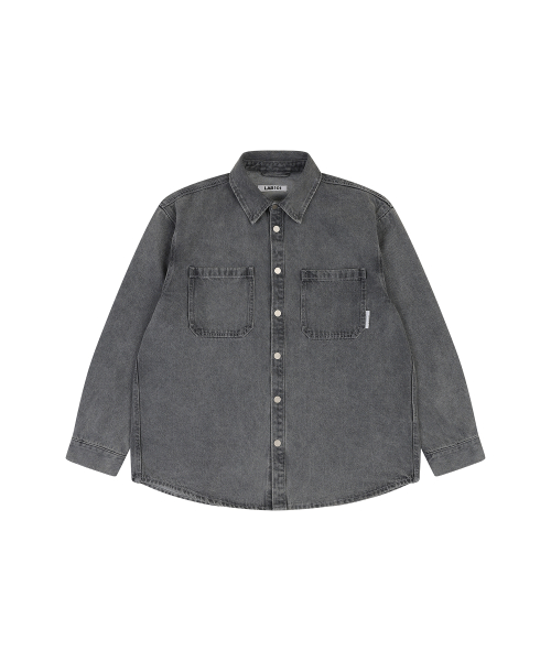 Джинсовая куртка-рубашка оверсайз stonewash (GREY)