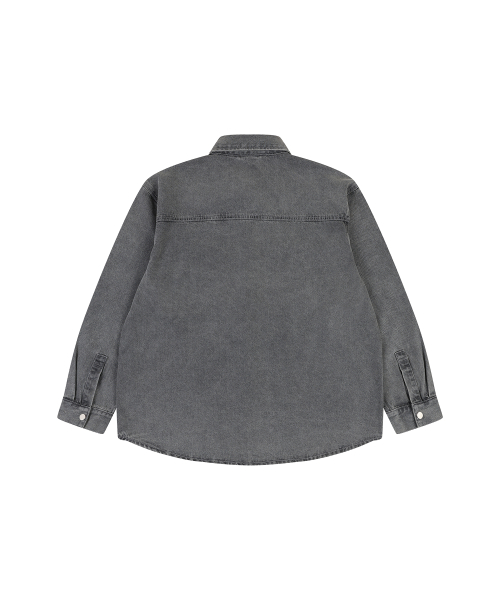 Джинсовая куртка-рубашка оверсайз stonewash (GREY)
