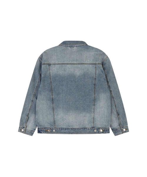 Полуоверсайз плиссированная джинсовая куртка (Light Blue)