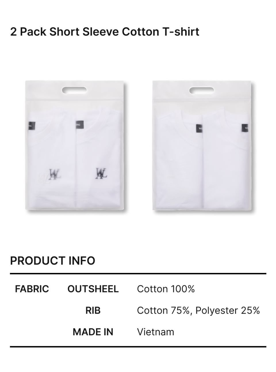 우알롱(WOOALONG) 2 Pack Short Sleeve Cotton T-shirt (4color