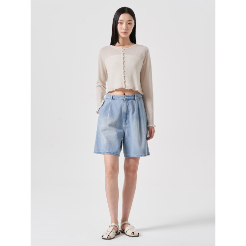 Кардиган с оборками и круглым вырезом Beige (32485ALYCA)