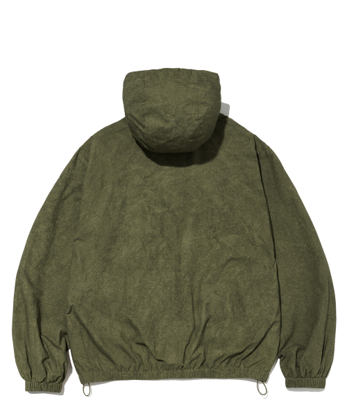 Crease Washed Windbreaker-Khaki