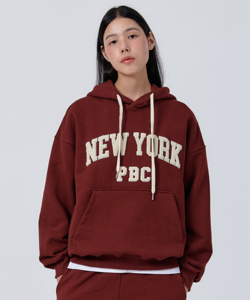 Буклированное худи New York (Burgundy)