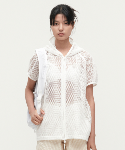 Кружевная ветровка с цветочным узором (White)