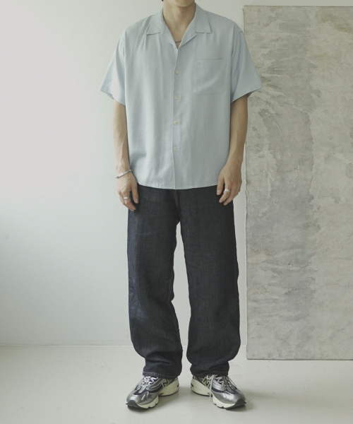 LINEN FLEXIBLE WORK OPEN COLLAR SHIRT #1