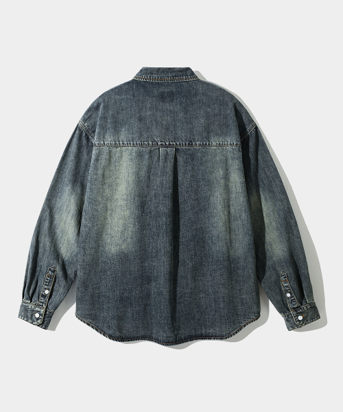 ASI ESSENTIAL BIO WASHING DENIM SHIRT_DUST INDIGO
