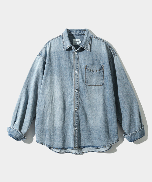 ASI ESSENTIAL BIO WASHING DENIM SHIRT_LIGHT BLUE