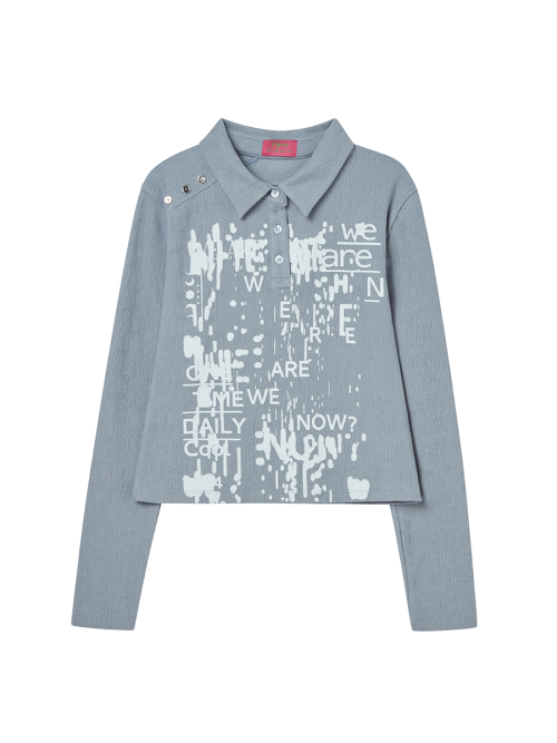 SCRIBBLE COLLAR LONGSLEEVE LIGHT BLUE