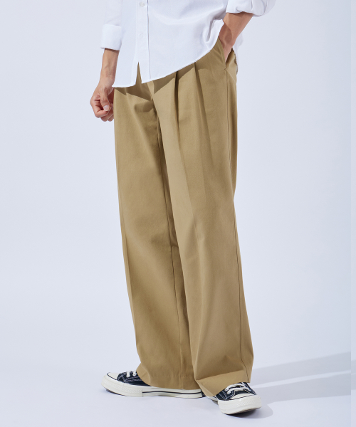 Плотные хлопковые брюки чинос с защипами Beige
