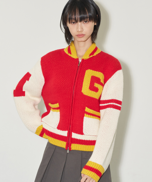 IG Varsity вязаный кардиган-молния Red