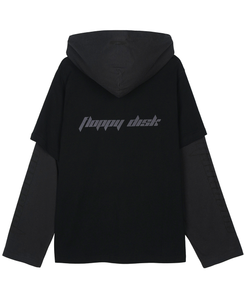 Double Layer Long sleeve Hoodie Черный