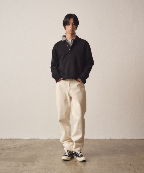 3 Buttons Collar Knit_Черный