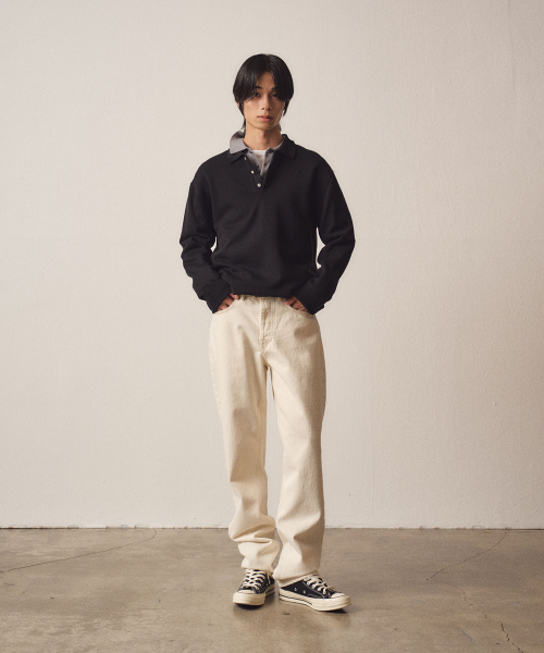 3 Buttons Collar Knit_Черный
