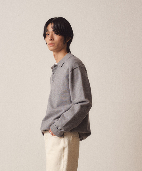 3 Buttons Collar Knit_Серый