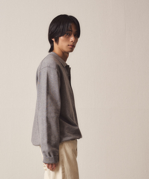 3 Buttons Collar Knit_Серый