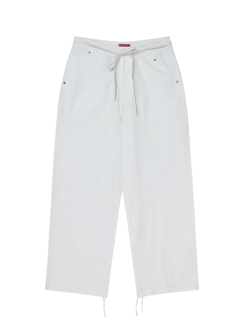 на лямках BELTED FAUX LEATHER брюки WHITE