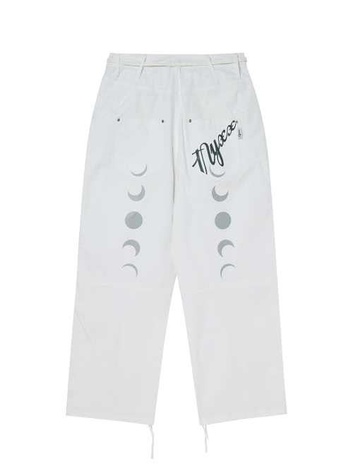 на лямках BELTED FAUX LEATHER брюки WHITE