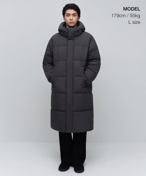 Daily Puffer длинная пуховая парка [Dark Grey]