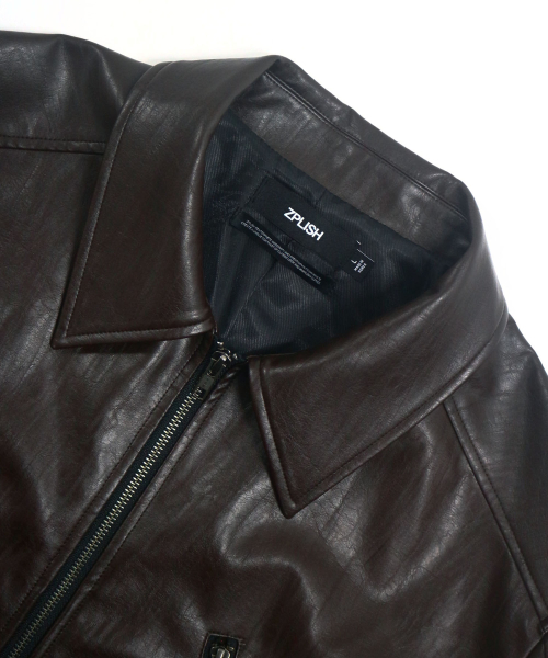 Кожаная куртка гонщика GEEK, Brown
