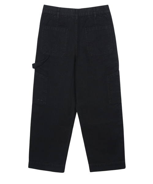 Washed Canvas Pocket Carpenter Pants Черный