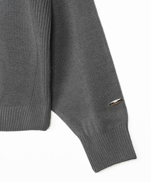 Varigated Logo Plain Hood Knit Угольно-серый