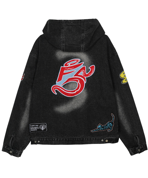 Wappen Twill Work Деним Hood Jacket Черный