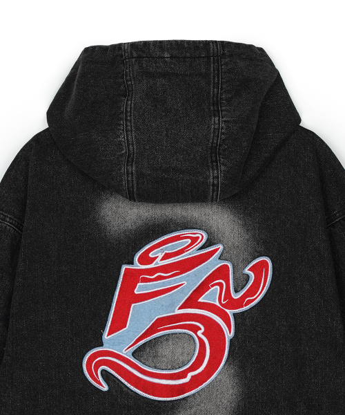 Wappen Twill Work Деним Hood Jacket Черный