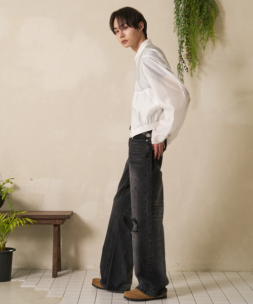 Mans Vintage Flare Fit Деним Jeans Черный