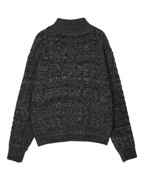 Heavy Cable Zip-Up Knit Кардиган Угольно-серый