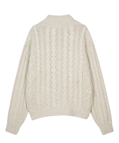 Heavy Cable Zip-Up Knit Кардиган Oatmeal