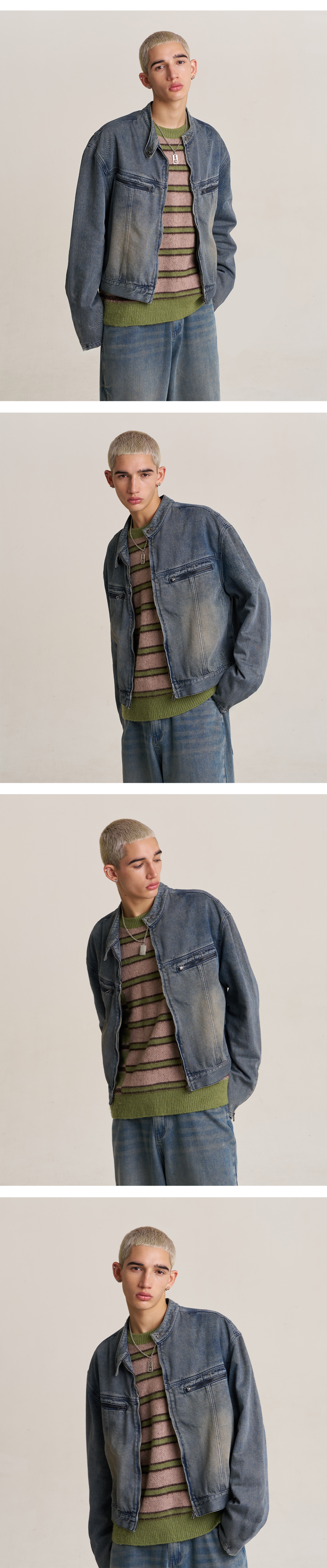 MUSINSA | SUPERSUB Washed Crop Denim Jacket - Washed Blue