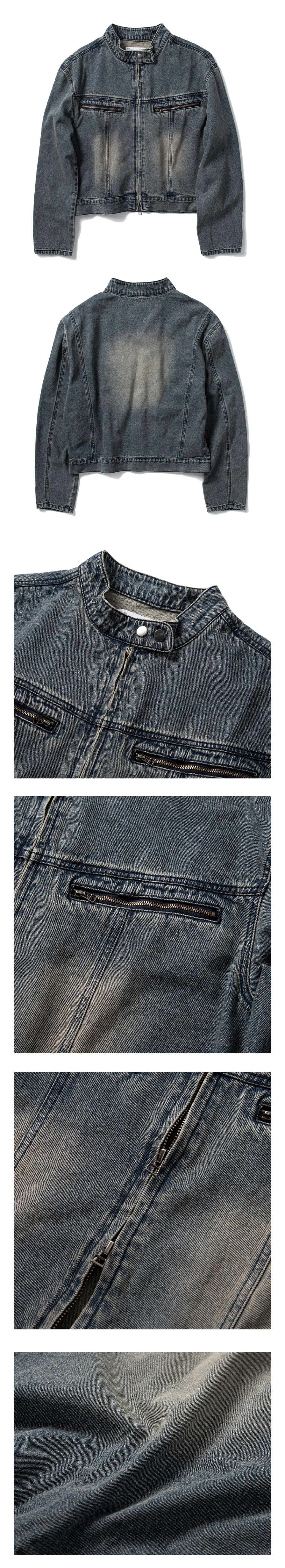 ★SUPERSUB★ Vintage washed denim cropped jacket washed blue Vintage washed denim cropped jacket - washed blue - SUPERSUB