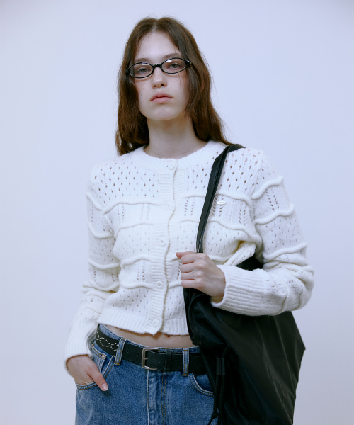 Wave Crop Knit Кардиган (IVORY)