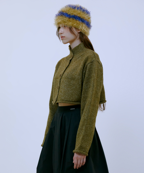 Boucle Turtleneck Кардиган (KHAKI)