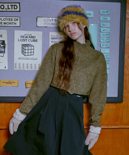 Boucle Turtleneck Кардиган (KHAKI)