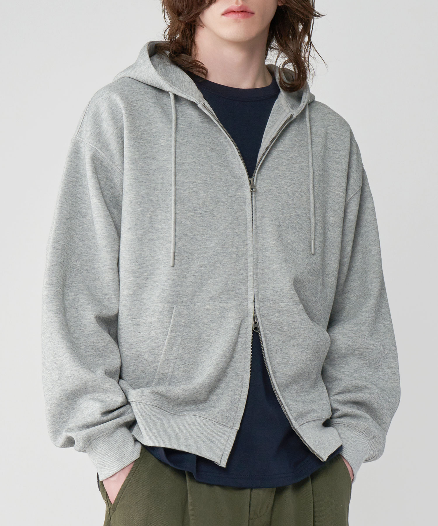 2-WAY Оверсайз-fit Sweat Hooded Zip-Up 2 COLOR