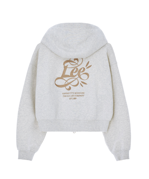Woman Cropped с капюшоном на молнии Oatmeal