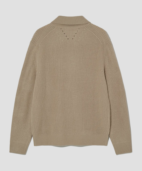 Refined Two-Way Knit Zip-Up [Beige] thumbnail 5