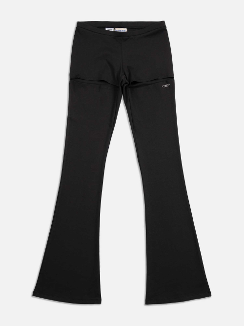 Расклешенные брюки с разрезом спереди (Black)